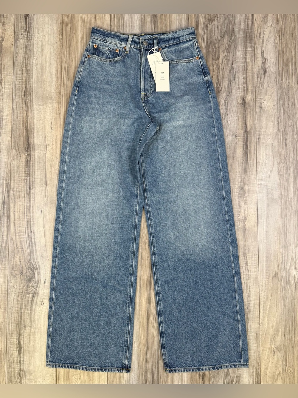 Buck Mason Deck Jet Set Ridge Twill Jeans High Rise Wide Leg Denim Size 32 NEW